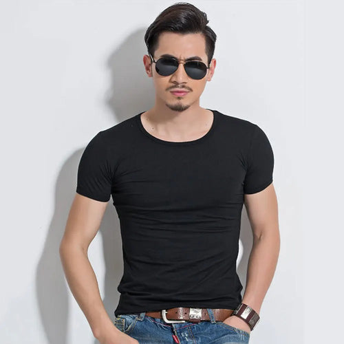 Men’s Slim Fit Stretch T-Shirt – Premium Muscle Fit Crew Neck Tee