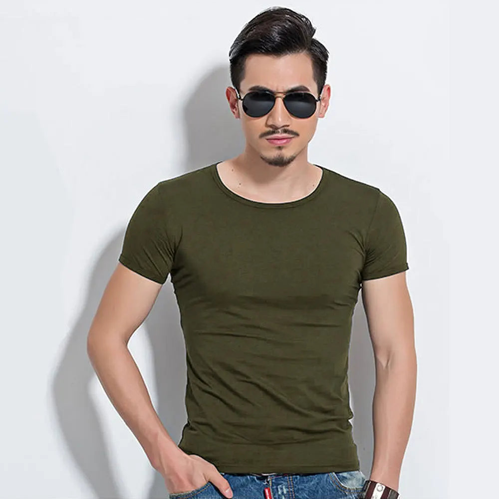 Men’s Slim Fit Stretch T-Shirt – Premium Muscle Fit Crew Neck Tee