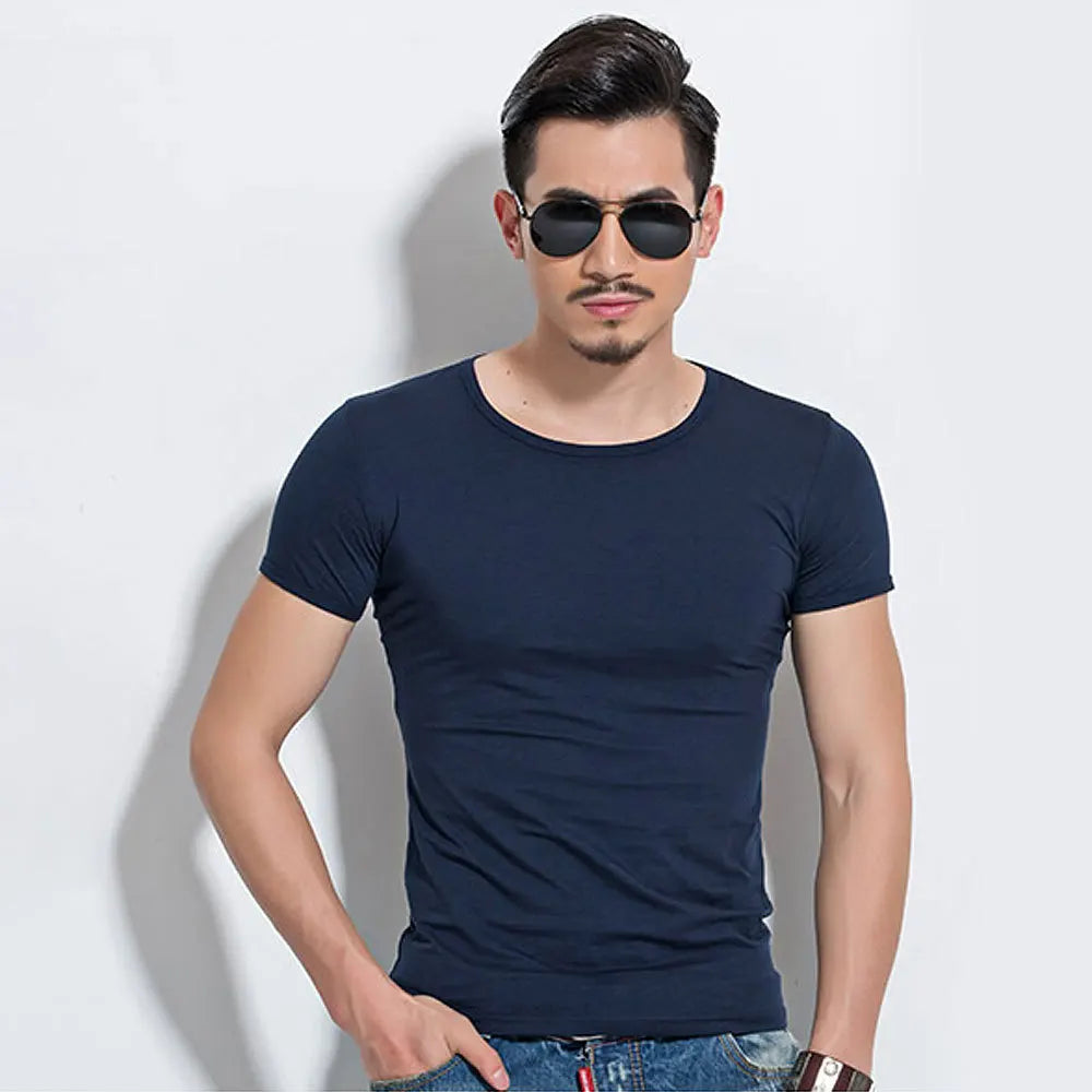 Men’s Slim Fit Stretch T-Shirt – Premium Muscle Fit Crew Neck Tee