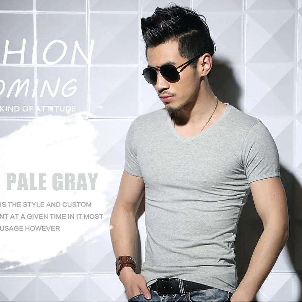 Men’s Slim Fit Stretch T-Shirt – Premium Muscle Fit Crew Neck Tee