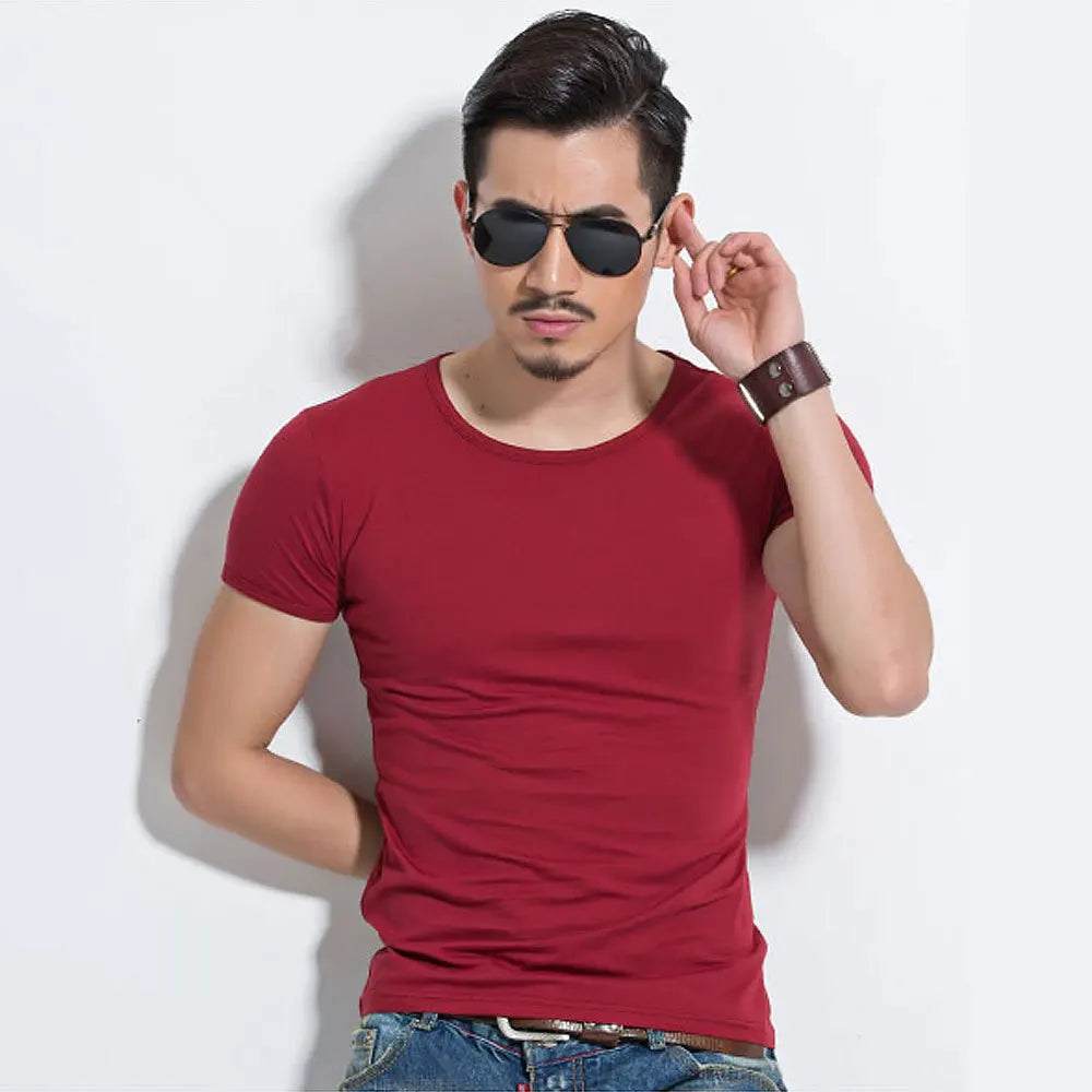 Men’s Slim Fit Stretch T-Shirt – Premium Muscle Fit Crew Neck Tee