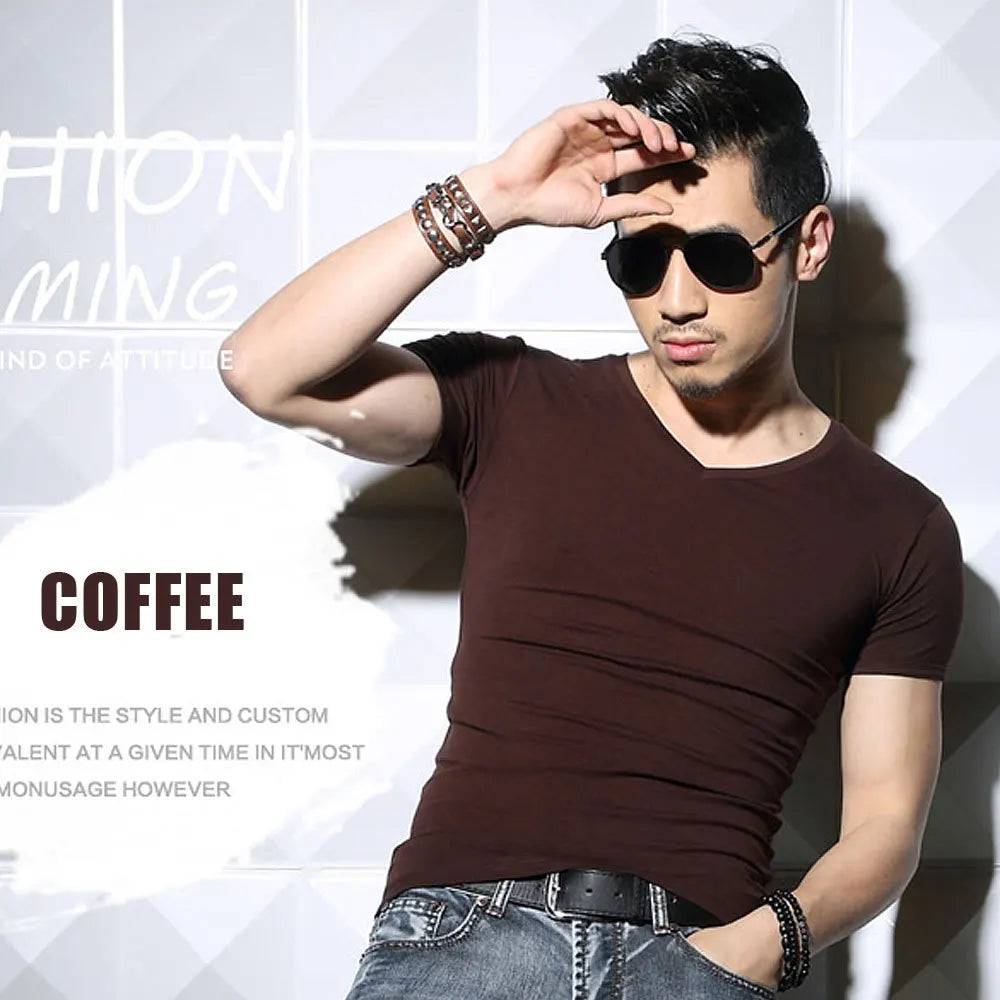 Men’s Slim Fit Stretch T-Shirt – Premium Muscle Fit Crew Neck Tee