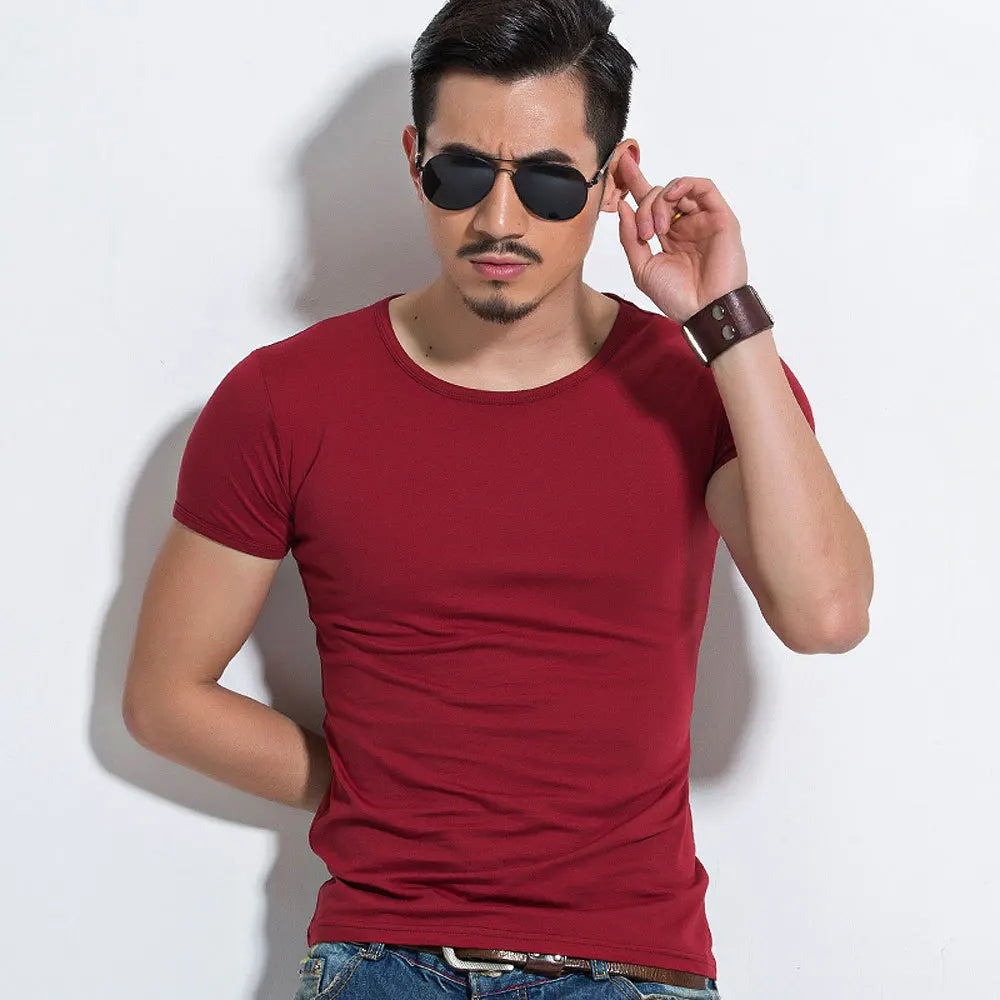 Men’s Slim Fit Stretch T-Shirt – Premium Muscle Fit Crew Neck Tee