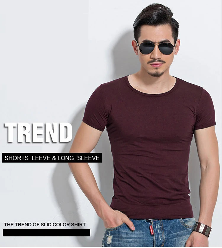 Men’s Slim Fit Stretch T-Shirt – Premium Muscle Fit Crew Neck Tee