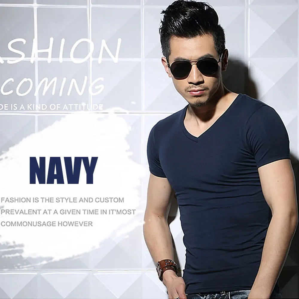 Men’s Slim Fit Stretch T-Shirt – Premium Muscle Fit Crew Neck Tee
