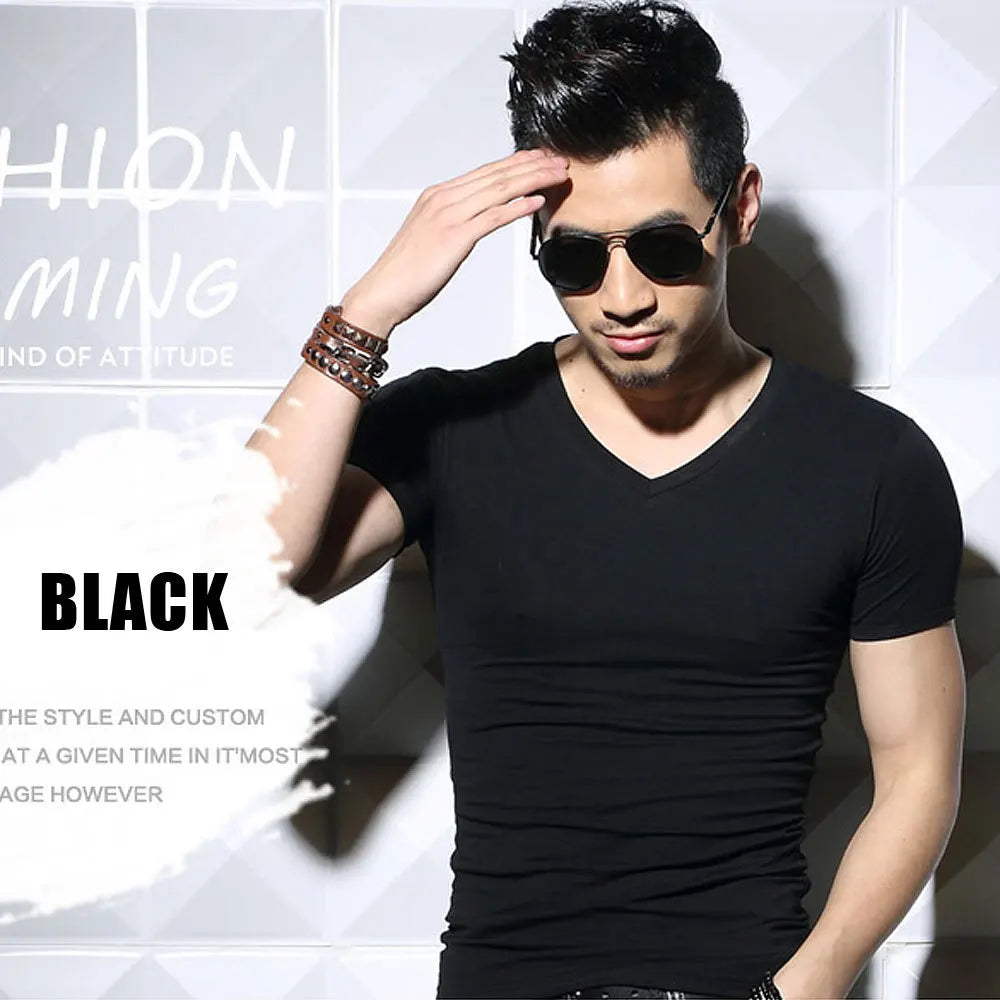Men’s Slim Fit Stretch T-Shirt – Premium Muscle Fit Crew Neck Tee