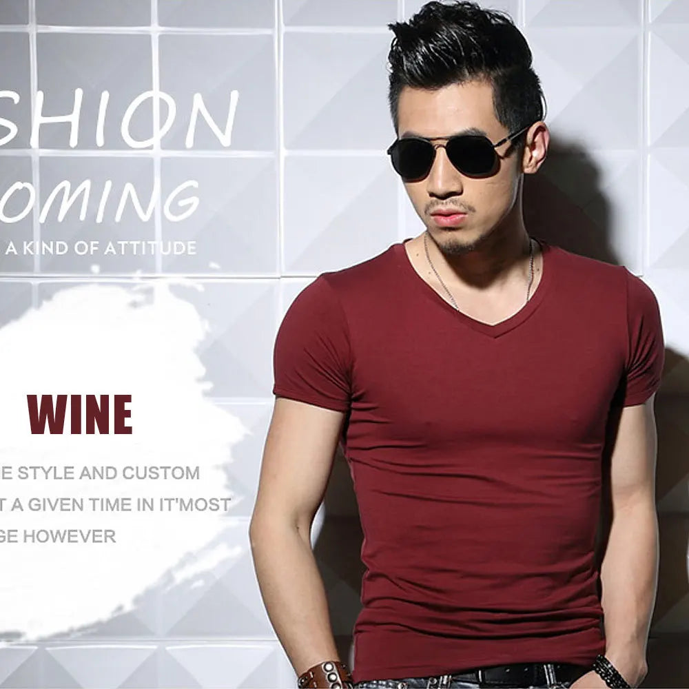Men’s Slim Fit Stretch T-Shirt – Premium Muscle Fit Crew Neck Tee