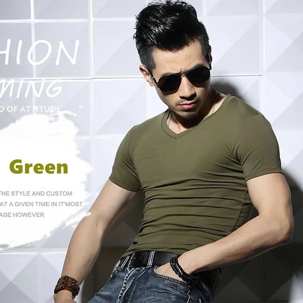 Men’s Slim Fit Stretch T-Shirt – Premium Muscle Fit Crew Neck Tee